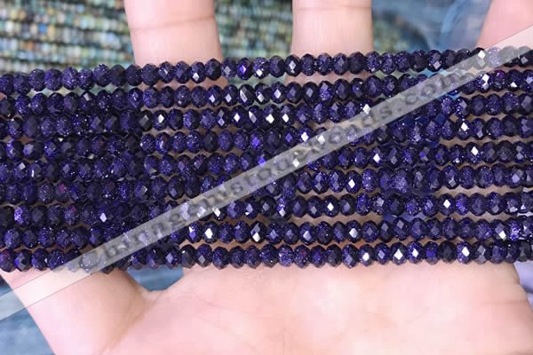 CRB3164 15.5 inches 2.5*4mm faceted rondelle tiny blue goldstone beads