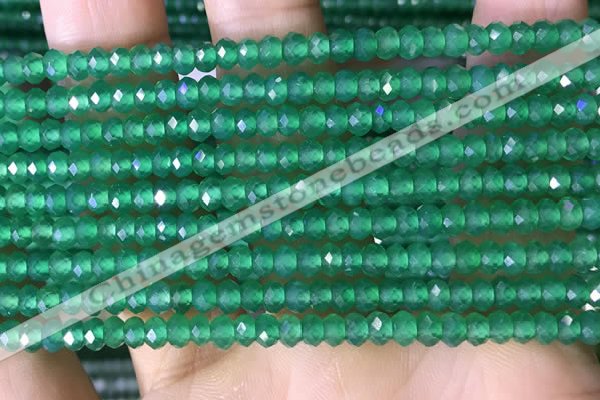 CRB3171 15.5 inches 2.5*4mm faceted rondelle tiny green agate beads