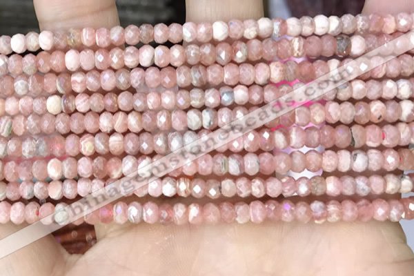 CRB3179 15.5 inches 2.5*4mm faceted rondelle tiny rhodochrosite beads