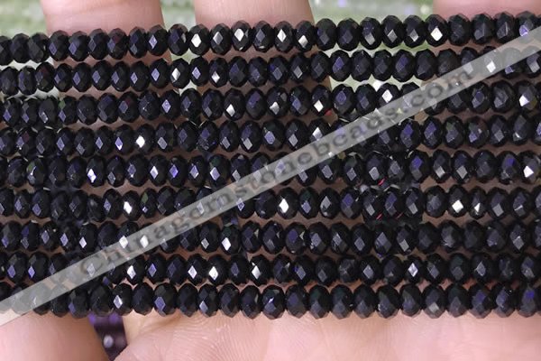 CRB3180 15.5 inches 2.5*4mm faceted rondelle tiny black spinel beads