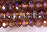 CRB3186 15.5 inches 3*5mm faceted rondelle tiny orange garnet beads