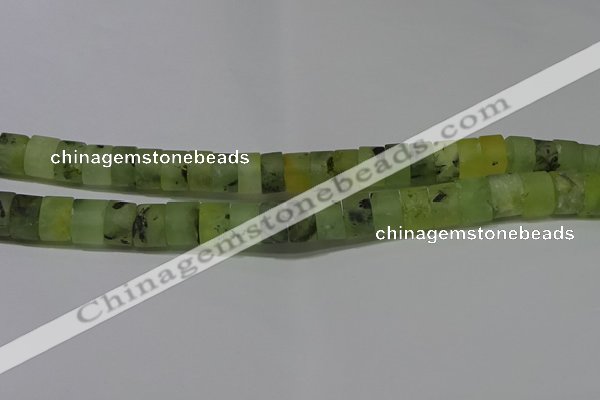 CRB320 15.5 inches 8*12mm tyre matte green rutilated quartz beads