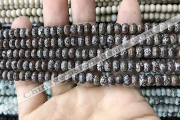 CRB4045 15.5 inches 4*6mm rondelle Chinese snowflake obsidian beads