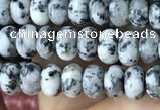 CRB4047 15.5 inches 4*6mm rondelle black & white spot stone beads