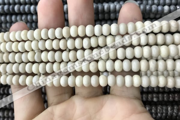 CRB4050 15.5 inches 4*6mm rondelle white fossil jasper beads wholesale