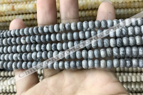 CRB4052 15.5 inches 4*6mm rondelle grey picture jasper beads wholesale