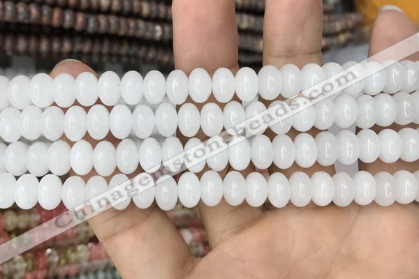 CRB4070 15.5 inches 5*8mm rondelle white jade beads wholesale