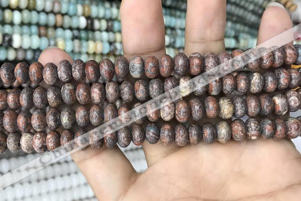 CRB4074 15.5 inches 5*8mm rondelle leopard skin jasper beads wholesale