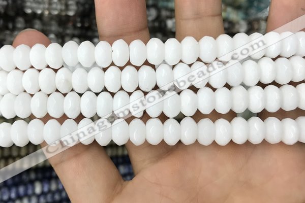 CRB4113 15.5 inches 5*8mm faceted rondelle white porcelain beads