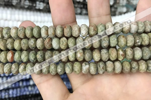 CRB4117 15.5 inches 5*8mm faceted rondelle Chinese unakite beads