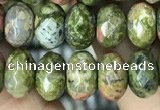 CRB4118 15.5 inches 5*8mm faceted rondelle unakite beads