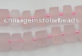 CRB452 15.5 inche 7*11mm tyre matte rose quartz gemstone beads