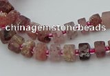 CRB459 15.5 inche 5*8mm tyre matte strawberry quartz gemstone beads