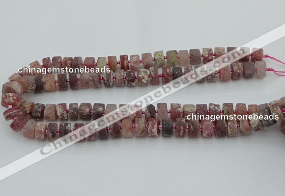 CRB461 15.5 inche 8*12mm tyre matte strawberry quartz gemstone beads