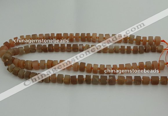 CRB463 15.5 inche 6*10mm tyre matte moonstone gemstone beads