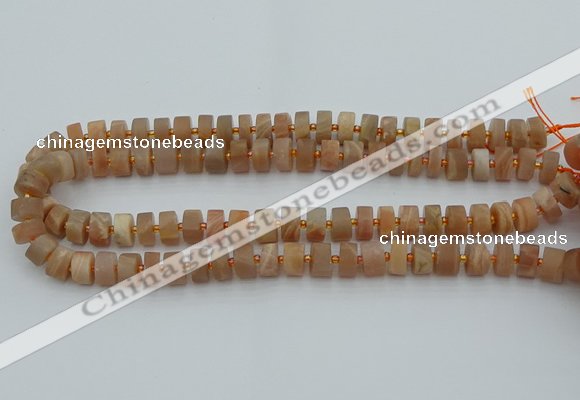 CRB464 15.5 inche 8*12mm tyre matte moonstone gemstone beads