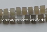 CRB466 15.5 inche 6*10mm tyre matte grey moonstone gemstone beads