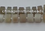 CRB467 15.5 inche 8*12mm tyre matte grey moonstone gemstone beads