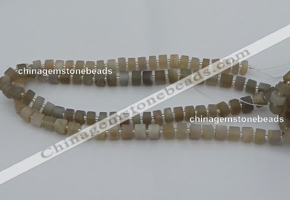 CRB467 15.5 inche 8*12mm tyre matte grey moonstone gemstone beads