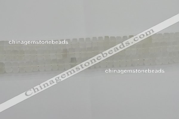 CRB499 15.5 inches 5*8mm tyre matte white crystal beads wholesale