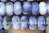 CRB5007 15.5 inches 4*6mm rondelle matte blue spot stone beads