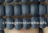 CRB5016 15.5 inches 4*6mm rondelle matte black agate beads wholesale