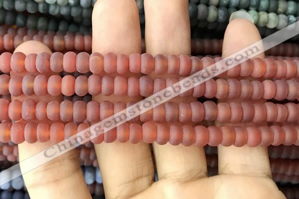 CRB5017 15.5 inches 4*6mm rondelle matte red agate beads wholesale