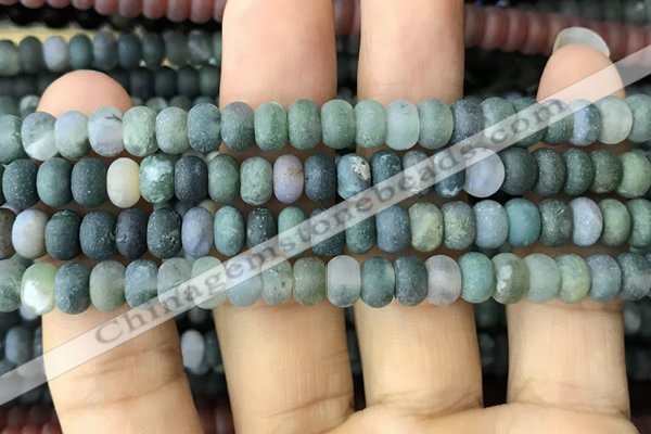 CRB5018 15.5 inches 4*6mm rondelle matte moss agate beads wholesale