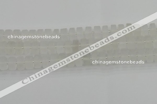 CRB502 15.5 inches 7*14mm tyre matte white crystal beads wholesale