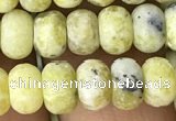 CRB5021 15.5 inches 4*6mm rondelle matte yellow pine turquoise beads