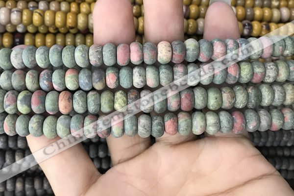 CRB5023 15.5 inches 4*6mm rondelle matte unakite beads wholesale