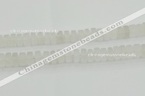 CRB503 15.5 inches 8*16mm tyre matte white crystal beads wholesale