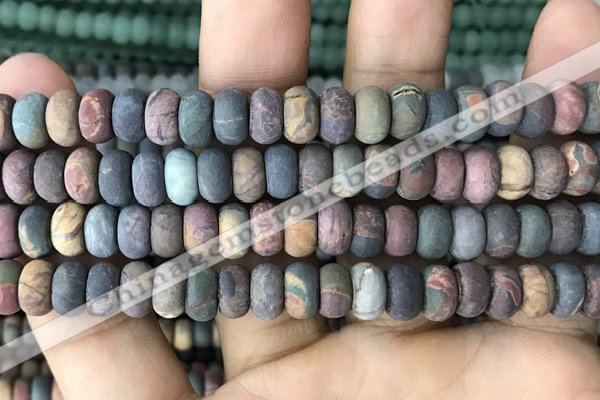 CRB5062 15.5 inches 5*8mm rondelle matte picasso jasper beads