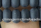 CRB5066 15.5 inches 5*8mm rondelle matte black agate beads wholesale