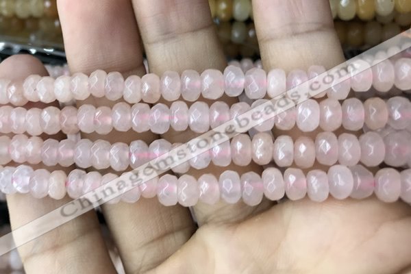 CRB5101 15.5 inches 4*6mm faceted rondelle rose quartz beads