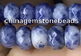 CRB5107 15.5 inches 4*6mm faceted rondelle blue spot stone beads