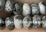 CRB5111 15.5 inches 4*6mm faceted rondelle grey picture jasper beads