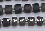 CRB512 15.5 inches 5*8mm tyre matte ice black obsidian beads