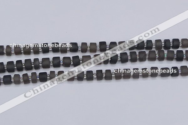 CRB512 15.5 inches 5*8mm tyre matte ice black obsidian beads