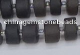 CRB513 15.5 inches 6*10mm tyre matte ice black obsidian beads