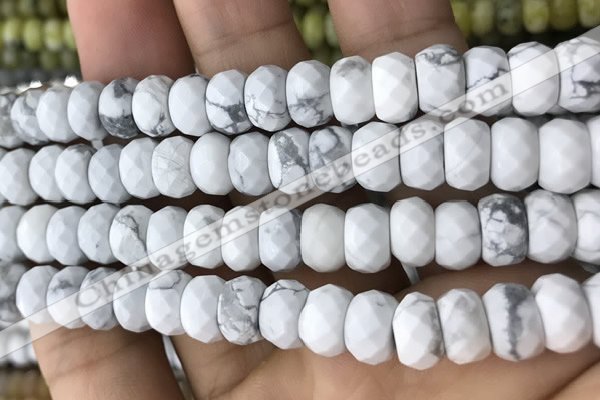 CRB5150 15.5 inches 5*8mm faceted rondelle white howlite beads