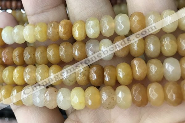 CRB5155 15.5 inches 5*8mm faceted rondelle yellow aventurine beads