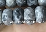 CRB5160 15.5 inches 5*8mm faceted rondelle grey picture jasper beads