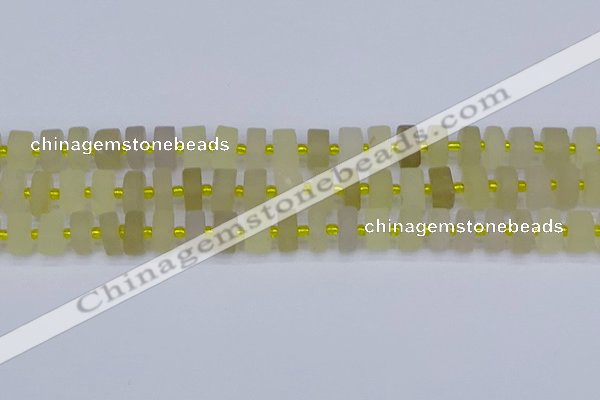 CRB519 15.5 inches 6*10mm tyre matte lemon quartz beads