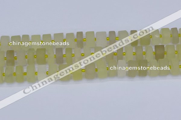 CRB521 15.5 inches 7*14mm tyre matte lemon quartz beads