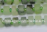 CRB524 15.5 inches 5*8mm tyre matte green rutilated quartz beads