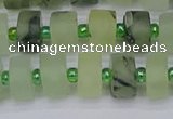 CRB525 15.5 inches 6*10mm tyre matte green rutilated quartz beads