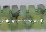 CRB526 15.5 inches 6*12mm tyre matte green rutilated quartz beads