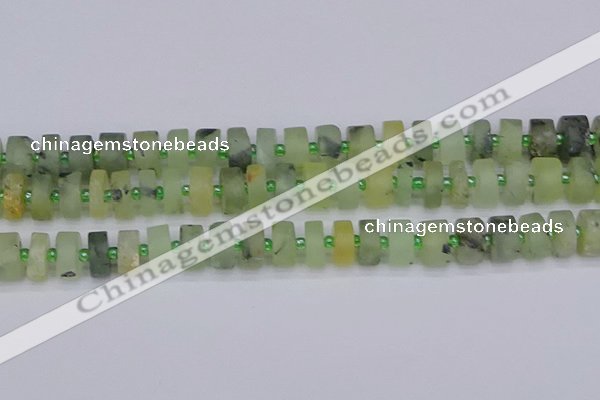 CRB526 15.5 inches 6*12mm tyre matte green rutilated quartz beads