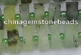 CRB527 15.5 inches 7*14mm tyre matte green rutilated quartz beads